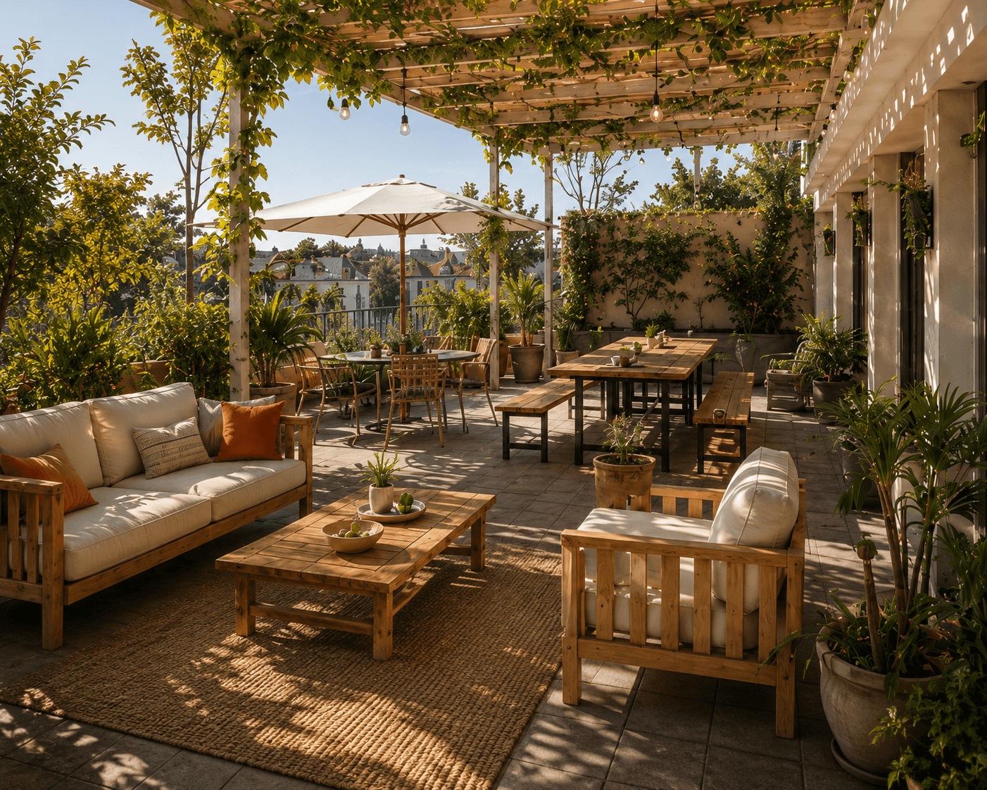 Café sur la terrasse.